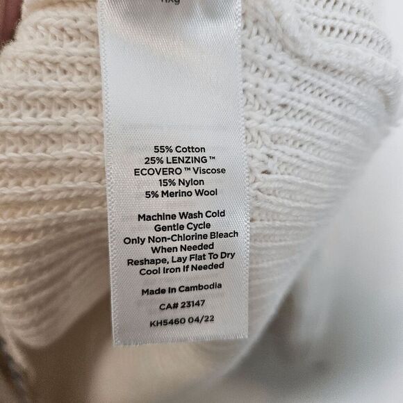 Talbots Half Zip Chunky Ribbed Knit High Collared Sweater Womens White Size Smal - Picture 3 of 4